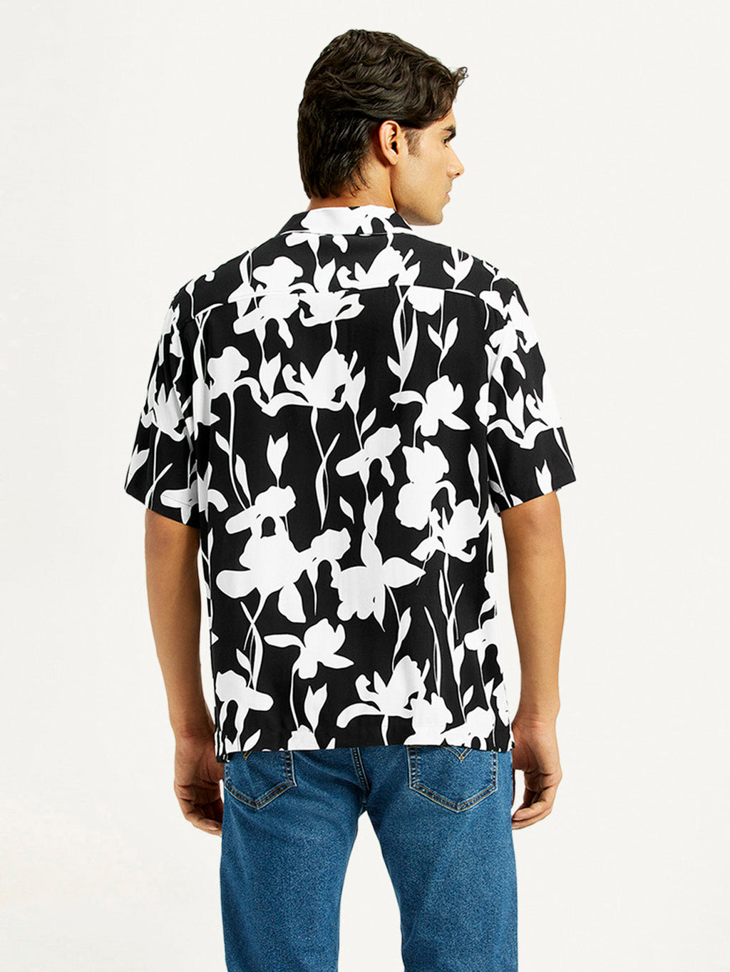 Men's Floral Black Camp Shirt