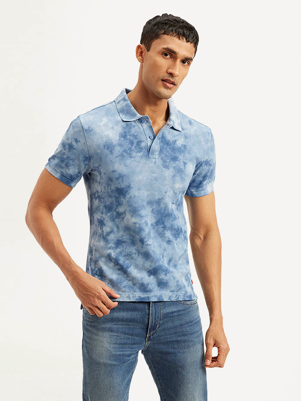 Men's Abstract Dyed Slim Fit Polo T-shirt