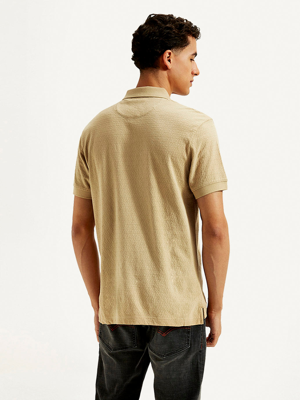 Men's Geometric Slim Fit Polo T-shirt