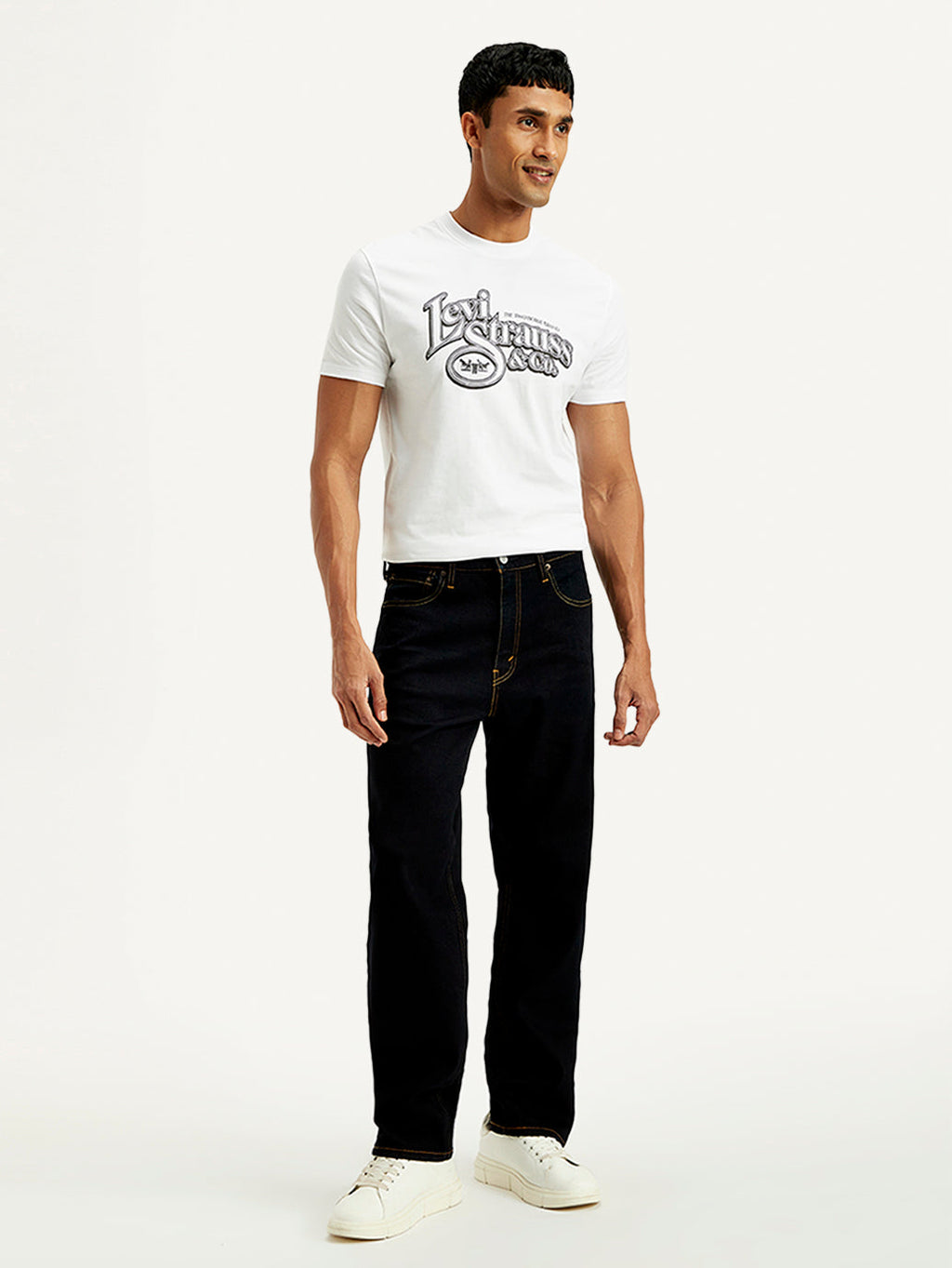 Men's 568 Dark Blue Loose Fit Mid Rise Jeans