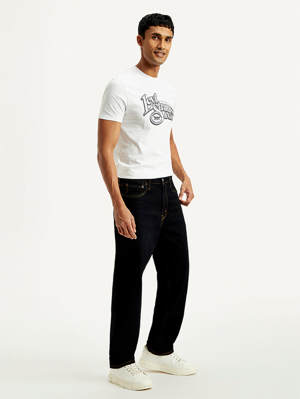 Men's 568 Dark Blue Loose Fit Mid Rise Jeans