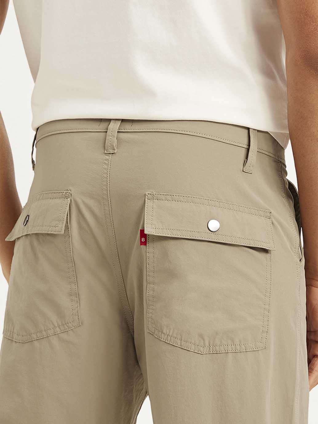 Men's Beige Loose Fit Chino Cargos