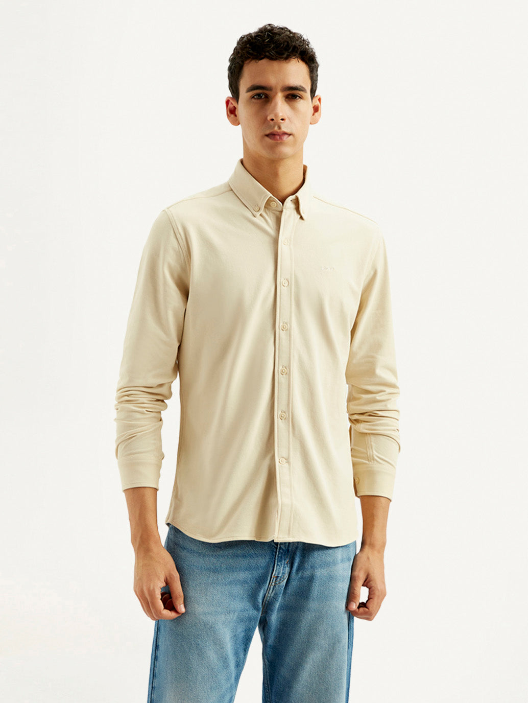 Men's Solid Slim Fit Knit Shirt