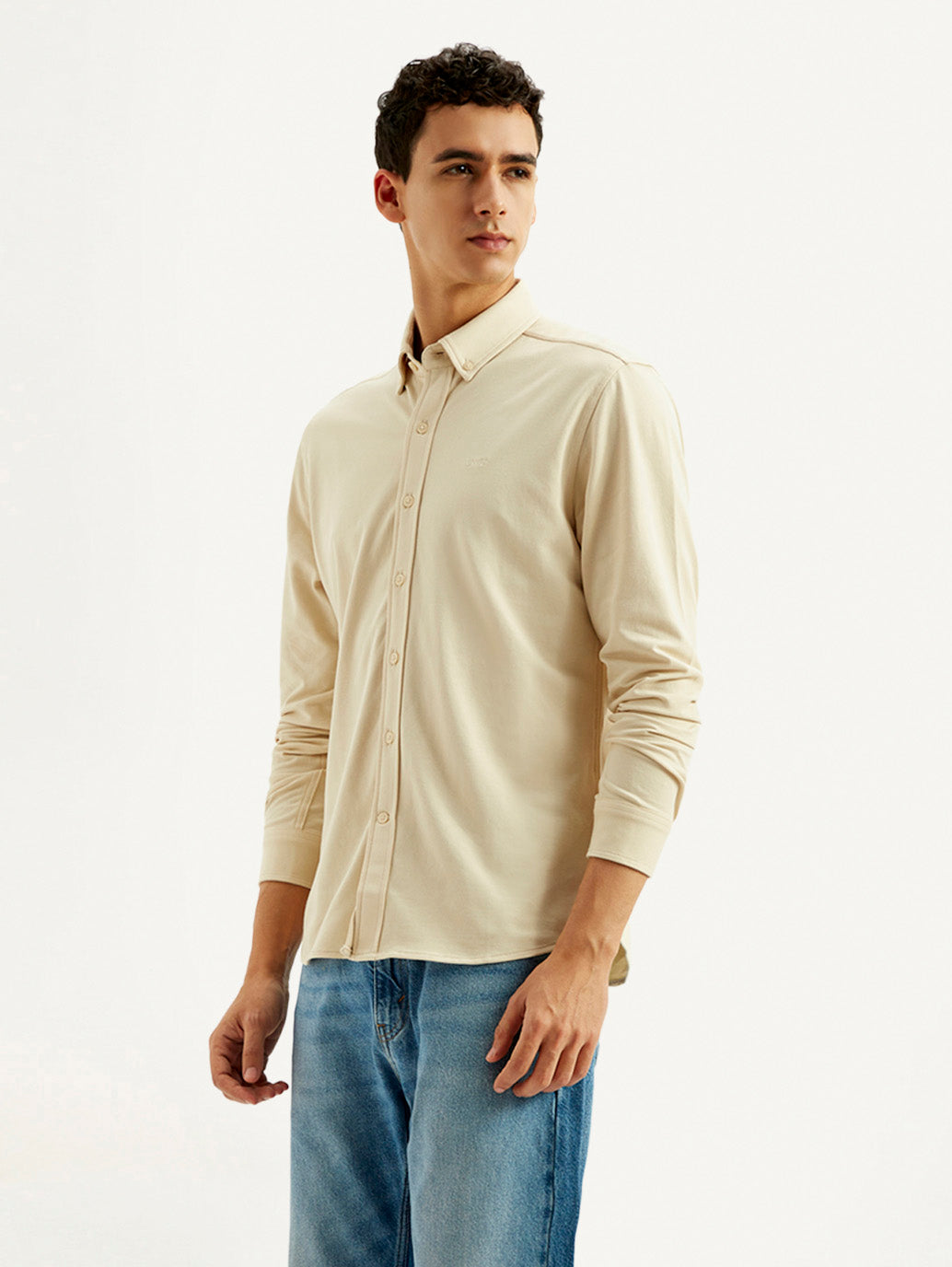 Men's Solid Slim Fit Knit Shirt