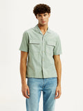 Men's Solid Overdyed Mint Relaxed Fit Resort Collar Shirt