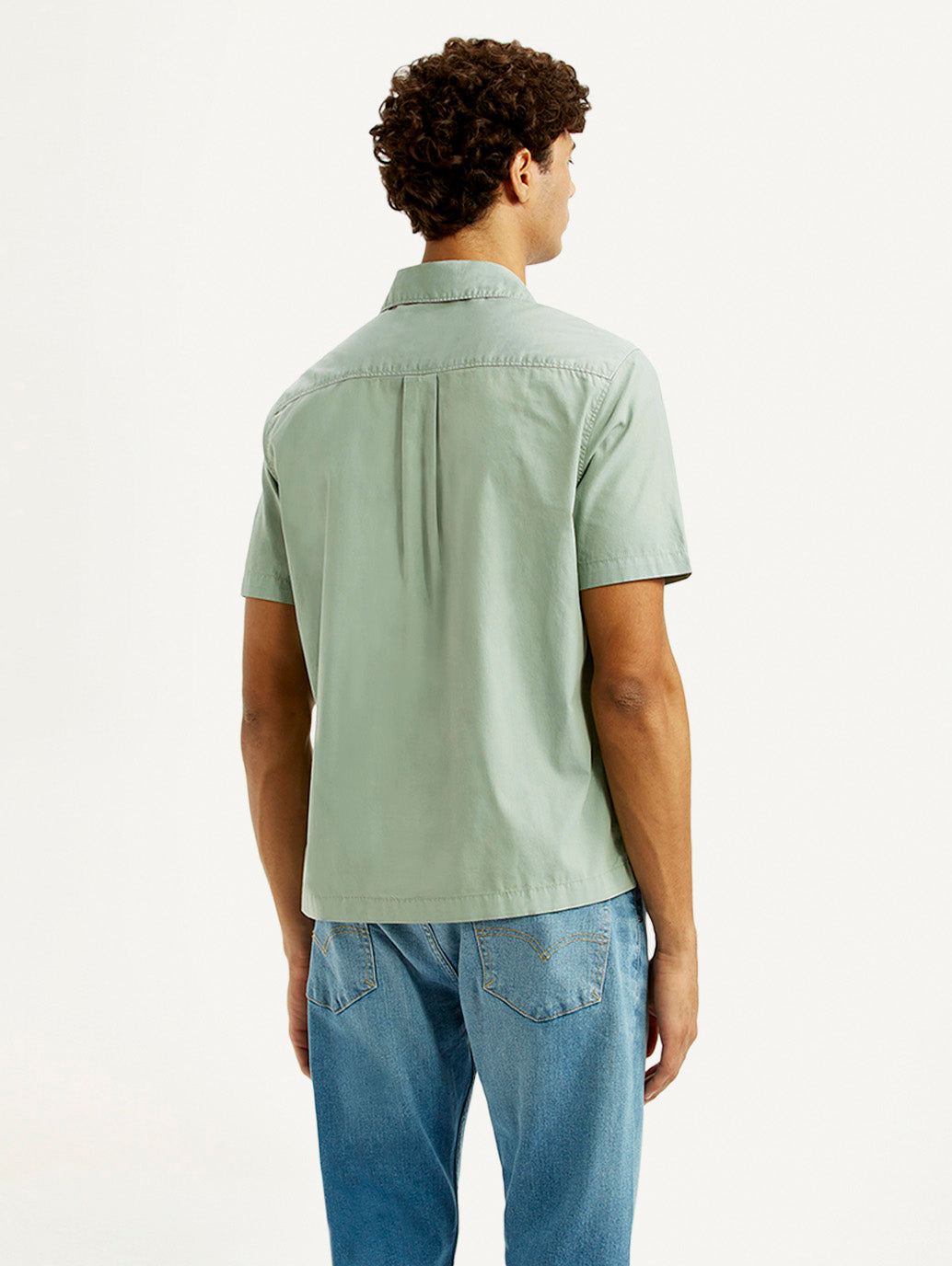 Men's Solid Overdyed Mint Relaxed Fit Resort Collar Shirt