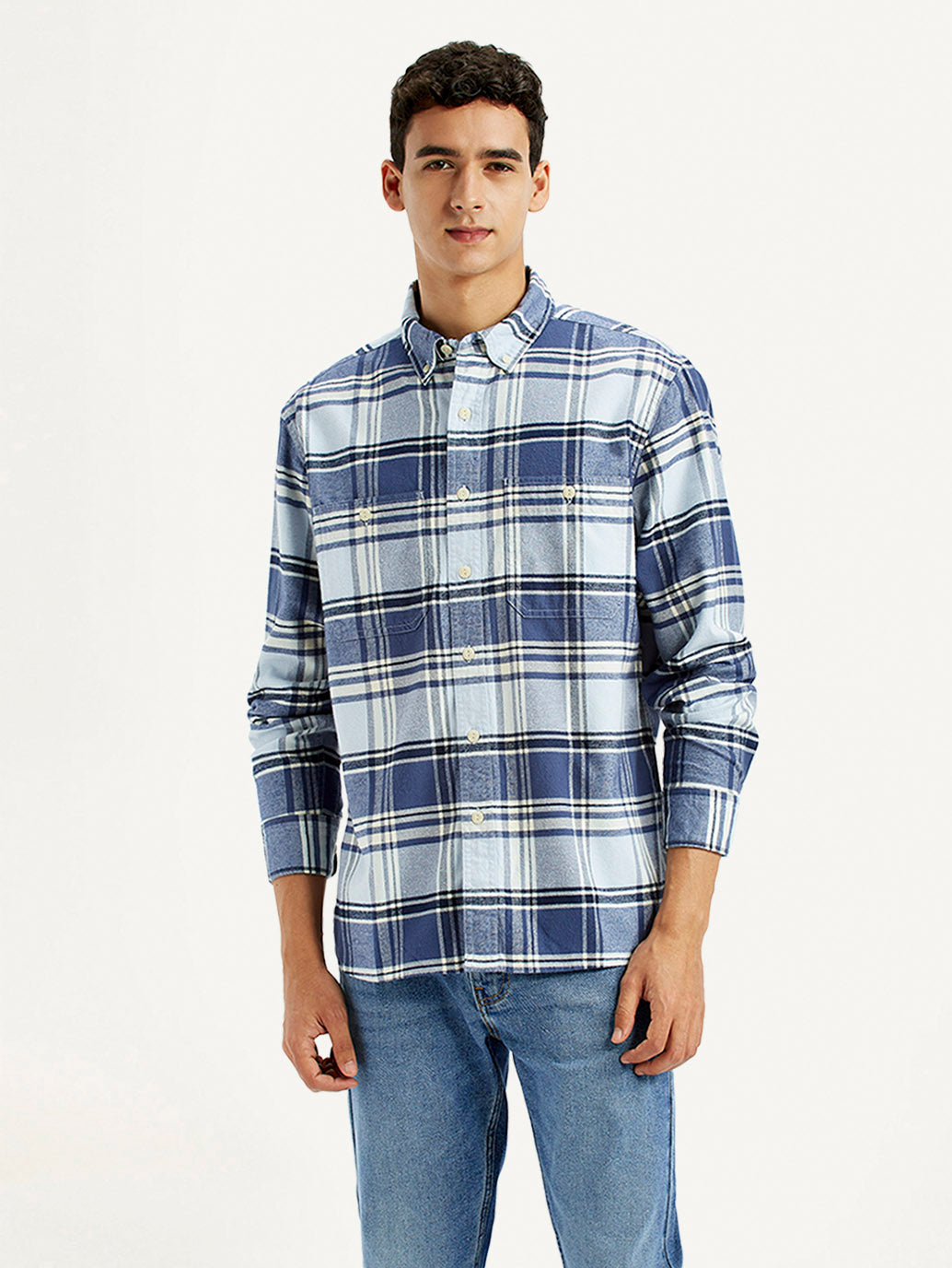 Men's Checkered Blue Flannel Shirt