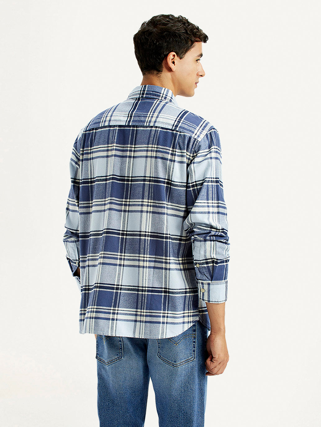 Men's Checkered Blue Flannel Shirt