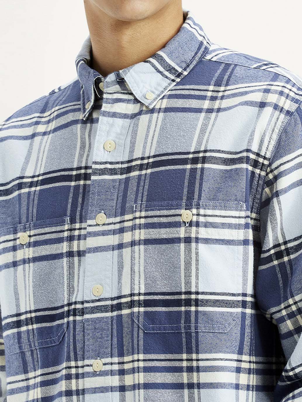 Men's Checkered Blue Flannel Shirt