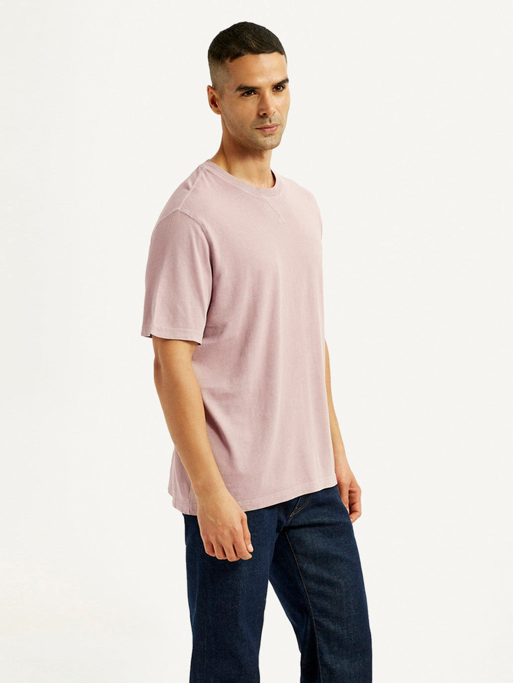 Men's Overdyed Solid Mauve Crew Neck T-shirt