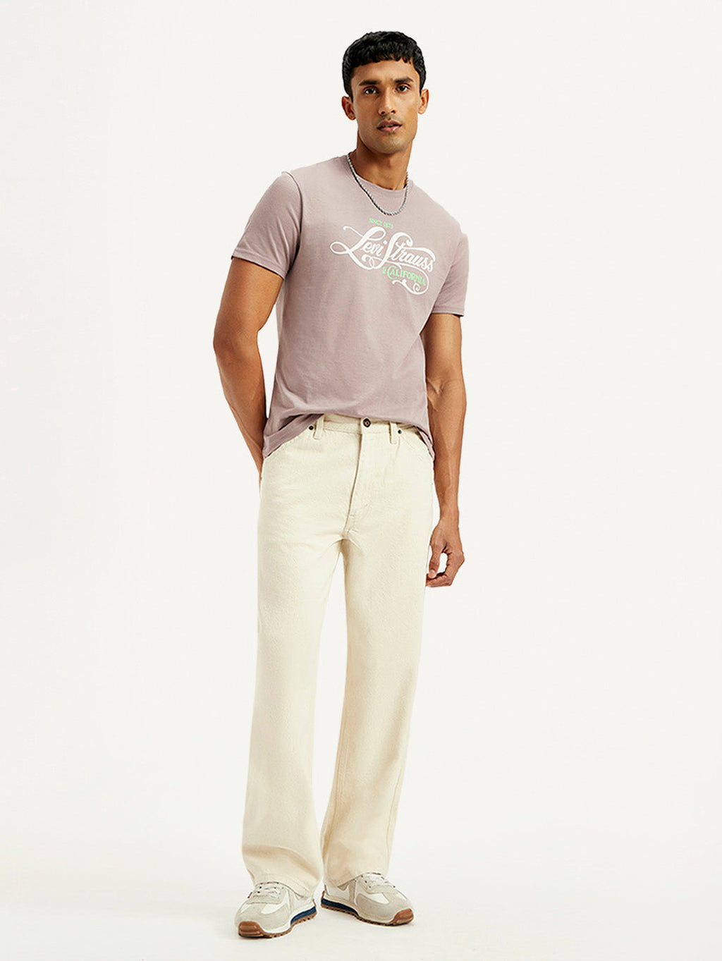 Men's 578 Cream Baggy Fit Mid Rise Carpenter Jeans