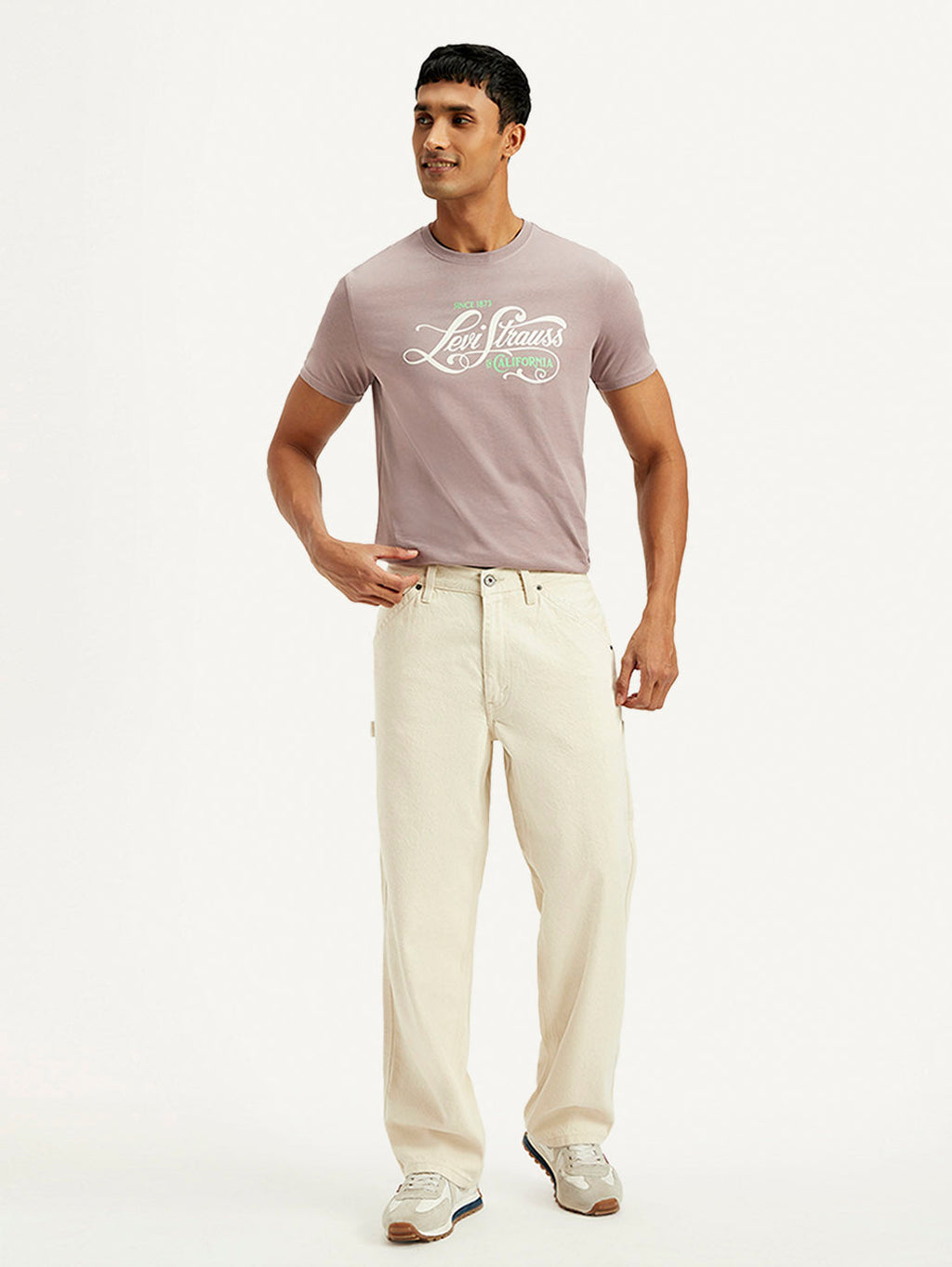 Men's 578 Cream Baggy Fit Mid Rise Carpenter Jeans