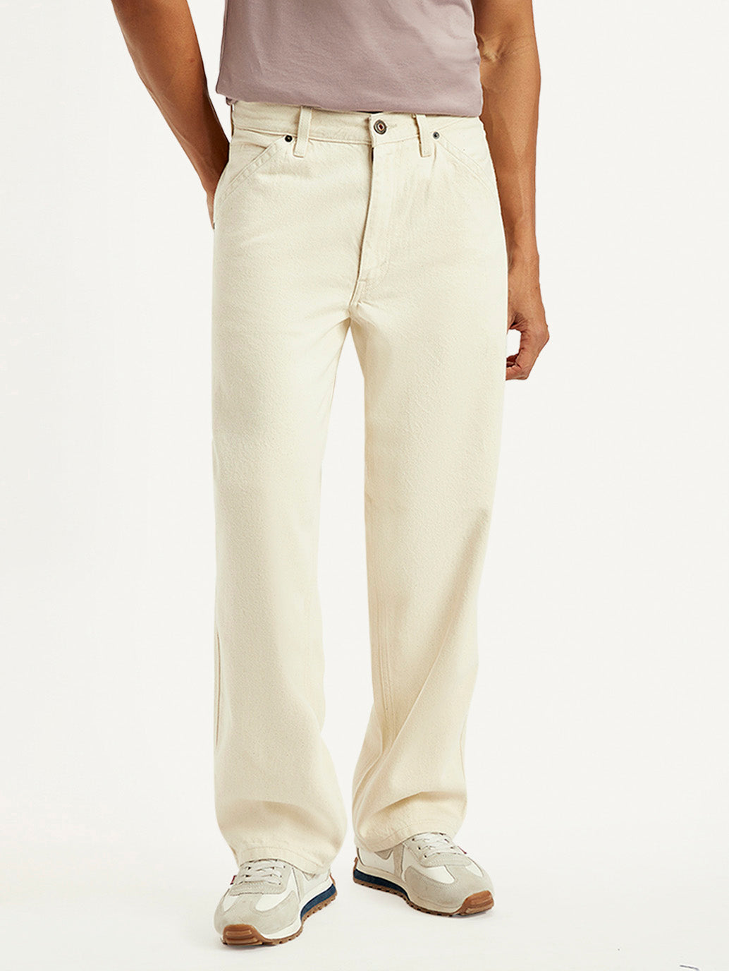 Men's 578 Cream Baggy Fit Mid Rise Carpenter Jeans