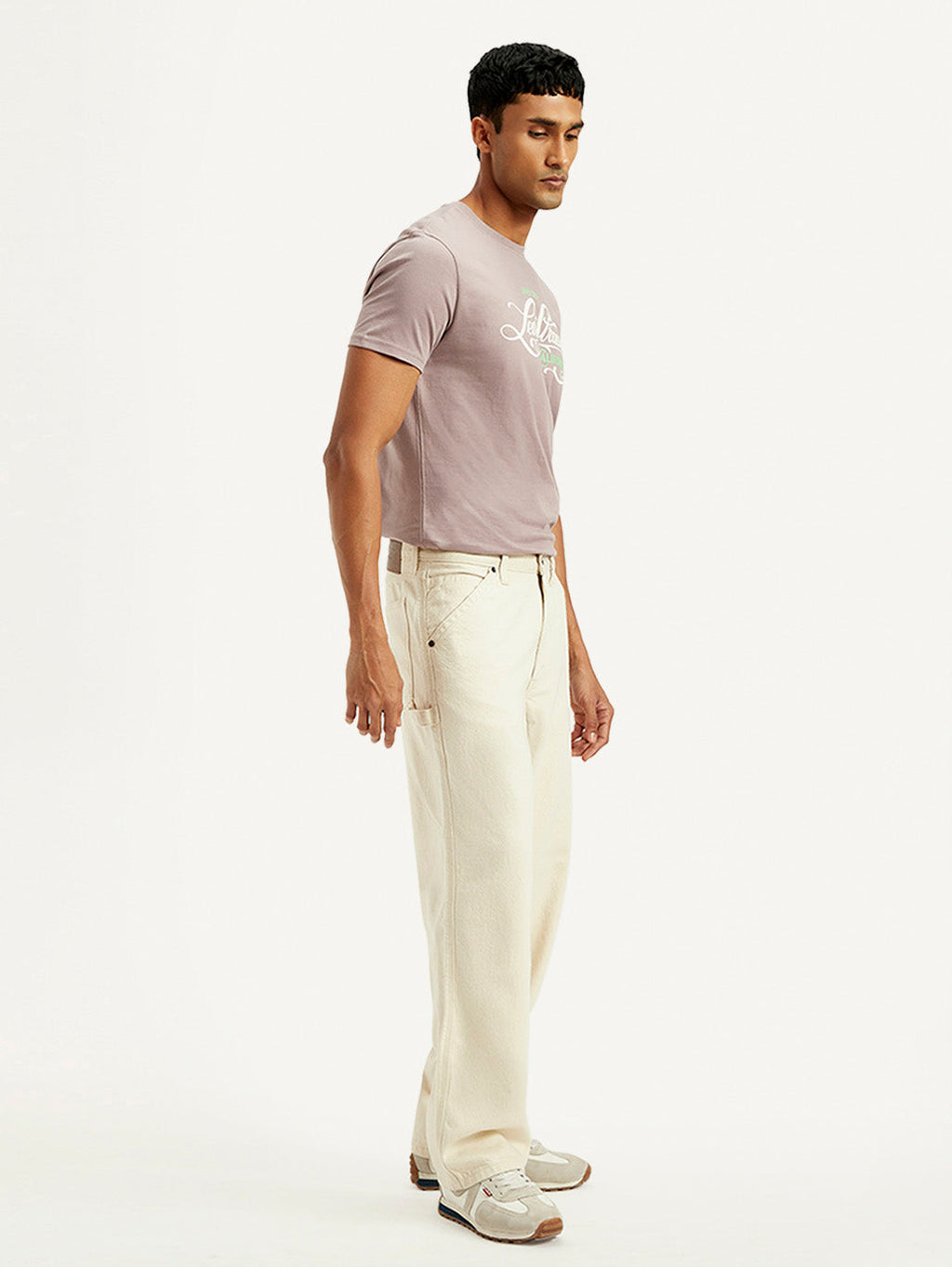 Men's 578 Cream Baggy Fit Mid Rise Carpenter Jeans