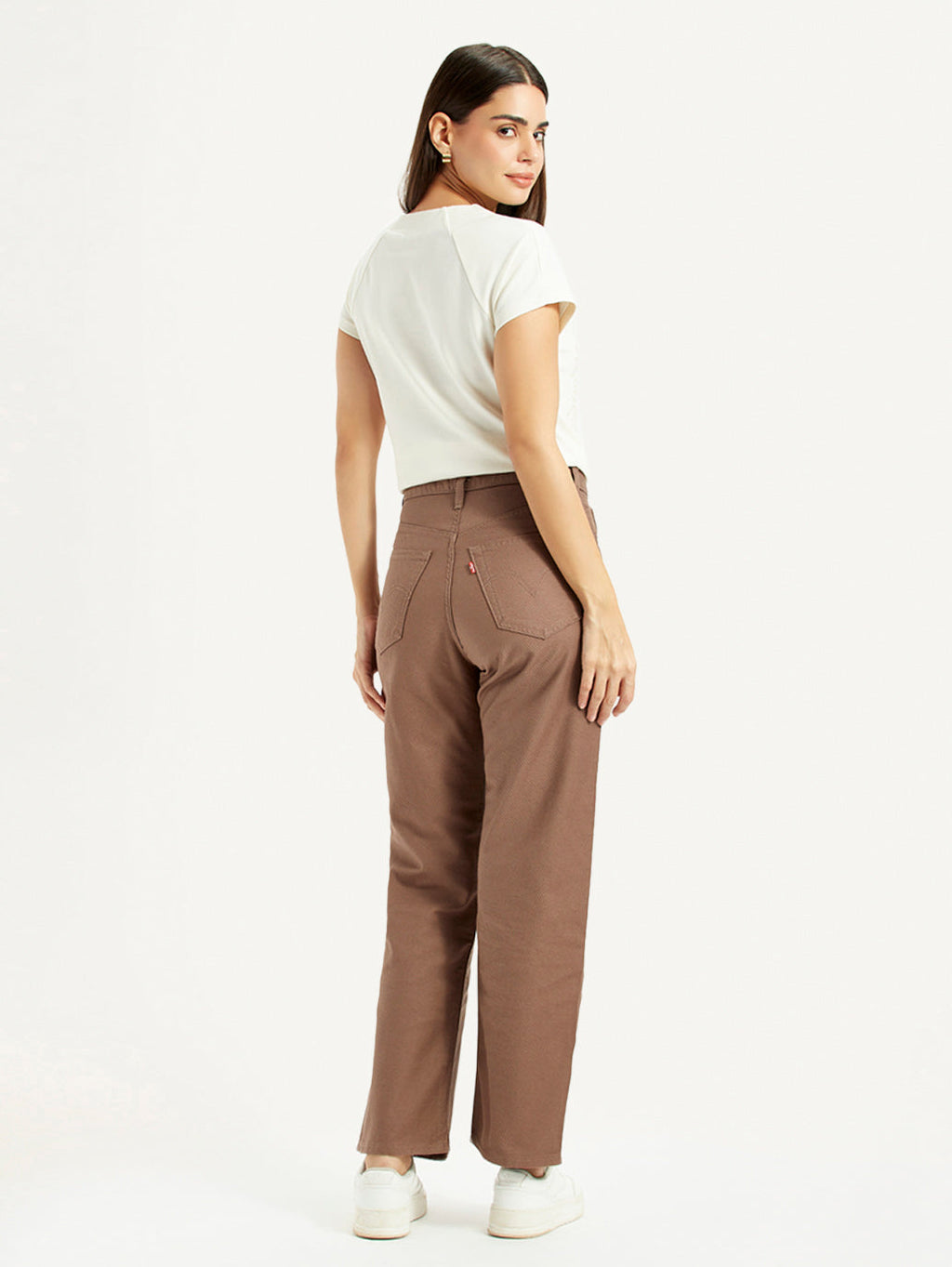 Women's Brown Ribcage Straight Fit High Rise Jeans