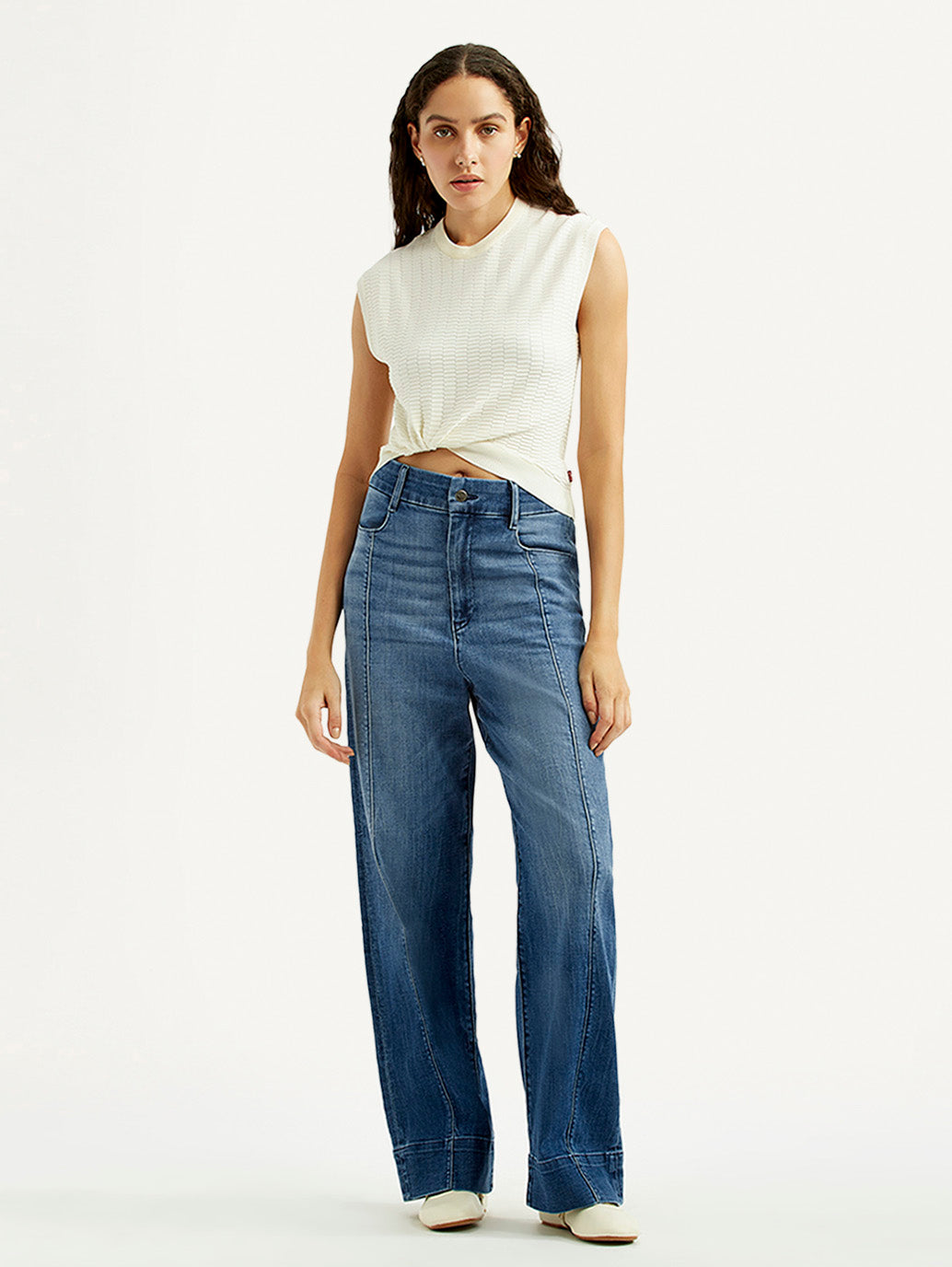 Women's Redloop Blue Loose Fit High Rise Jeans