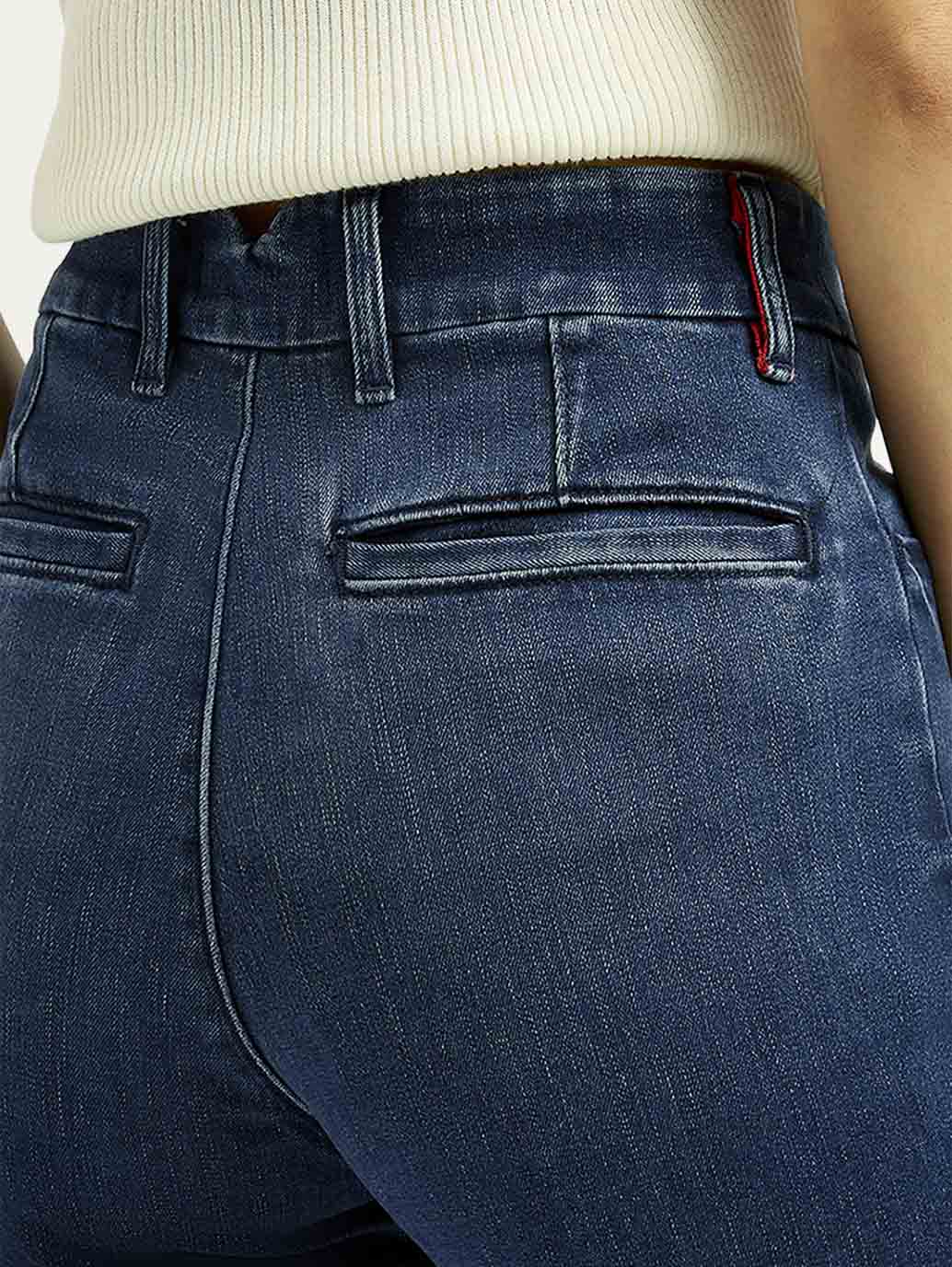 Women's Redloop Dark Blue Ribcage Straight Fit High Rise Jeans