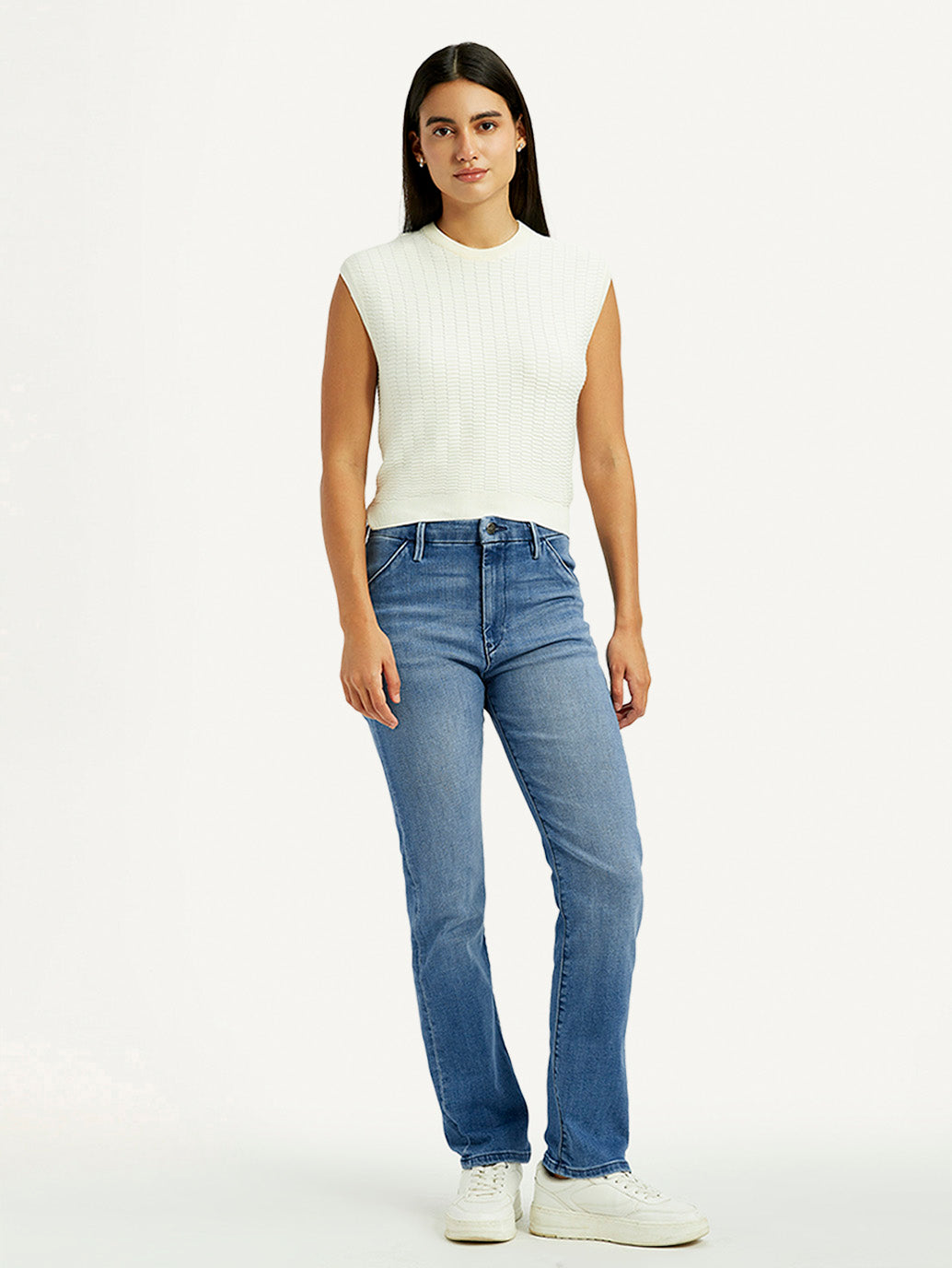 Women's Redloop Light Blue Wedgie Straight Fit Mid Rise Jeans