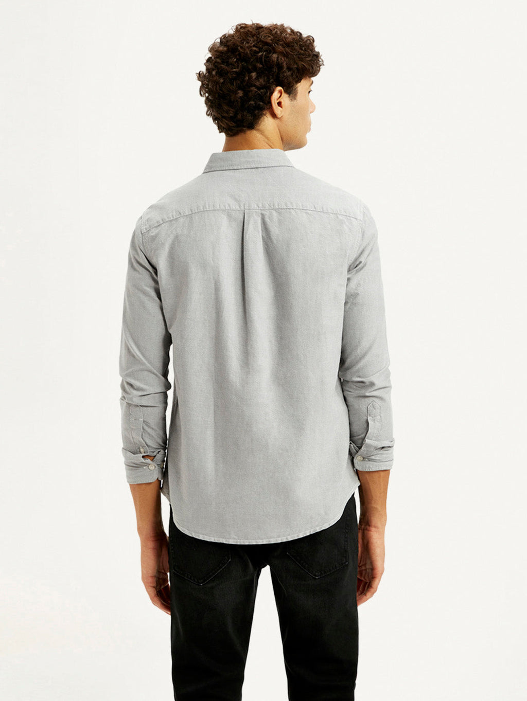 Men's Solid Light Grey Slim Fit Shirt