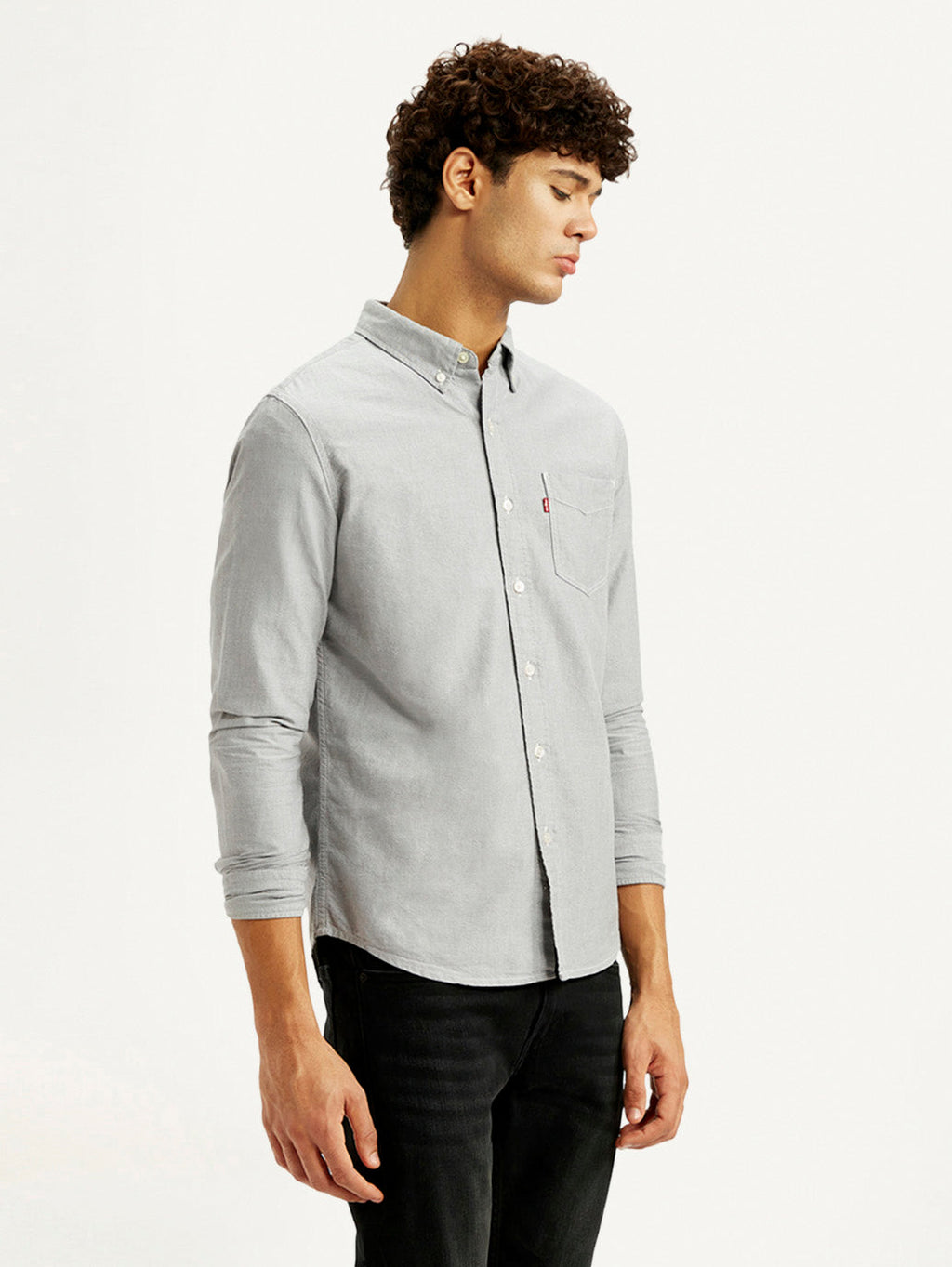 Men's Solid Light Grey Slim Fit Shirt