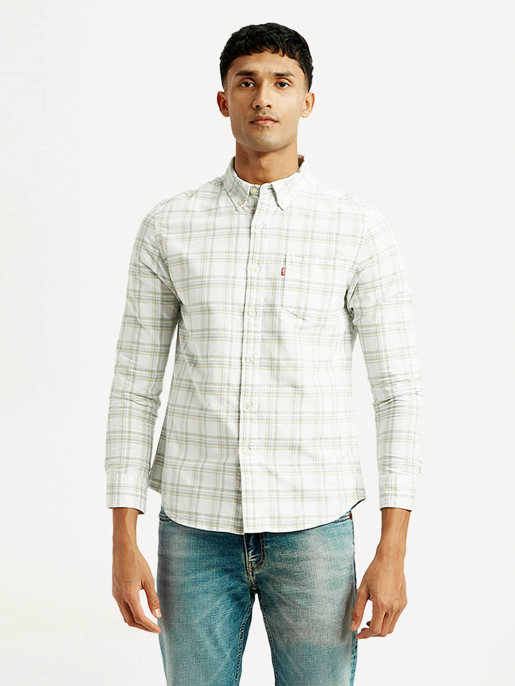 Men's Checkered Slim Fit Oxford Shirt