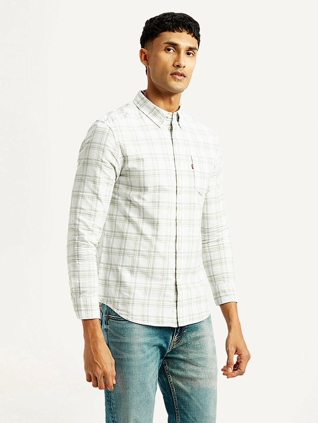 Men's Checkered Slim Fit Oxford Shirt
