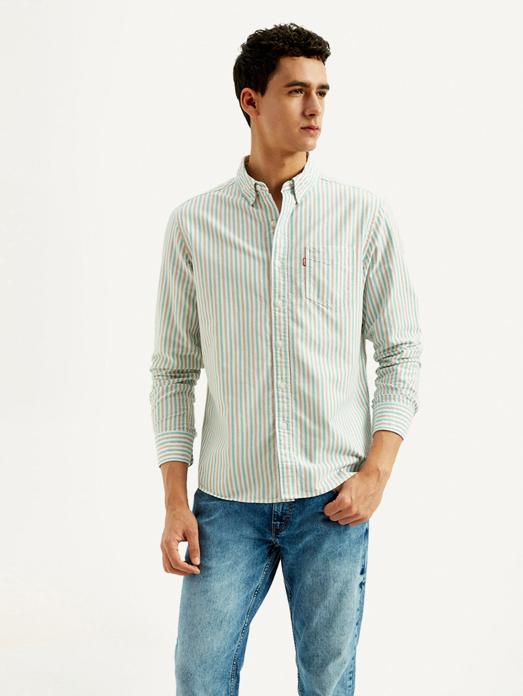 Men's Striped Slim Fit Oxford Shirt