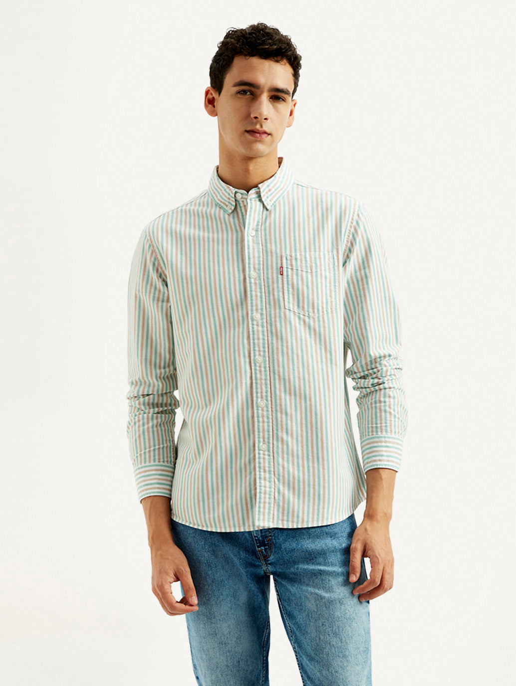 Men's Striped Slim Fit Oxford Shirt