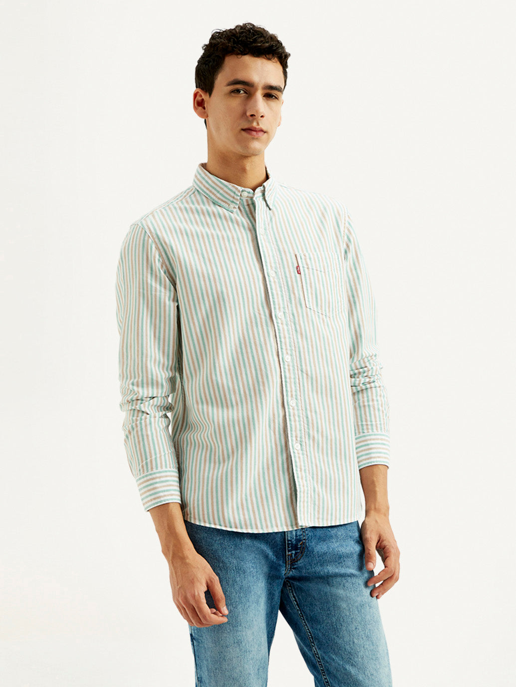 Men's Striped Slim Fit Oxford Shirt