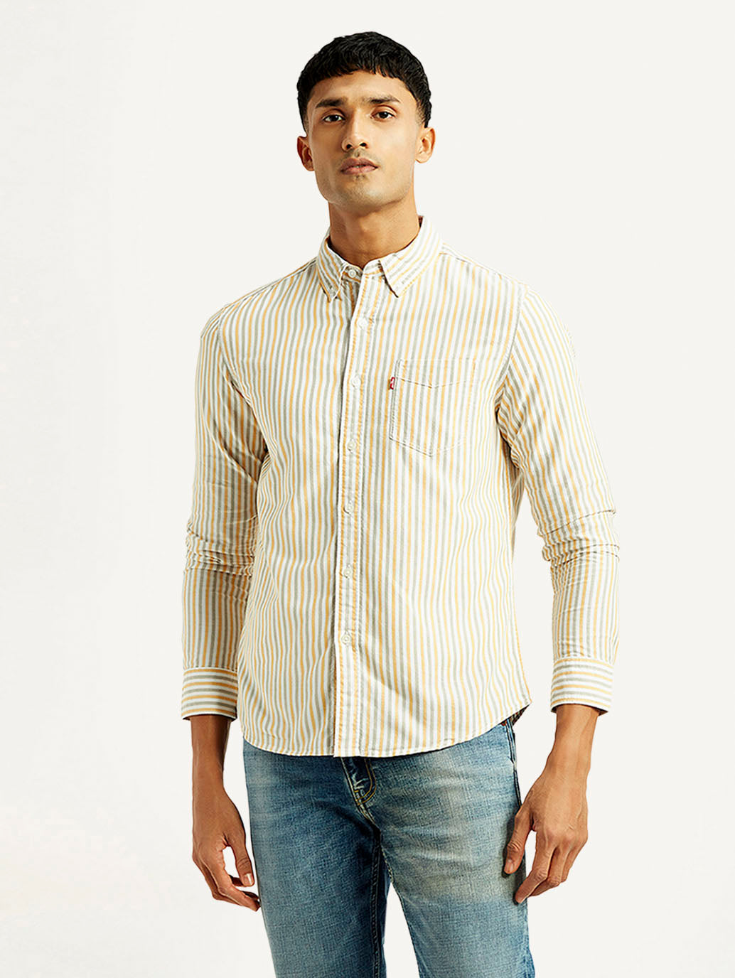 Men's Striped Slim Fit Oxford Shirt