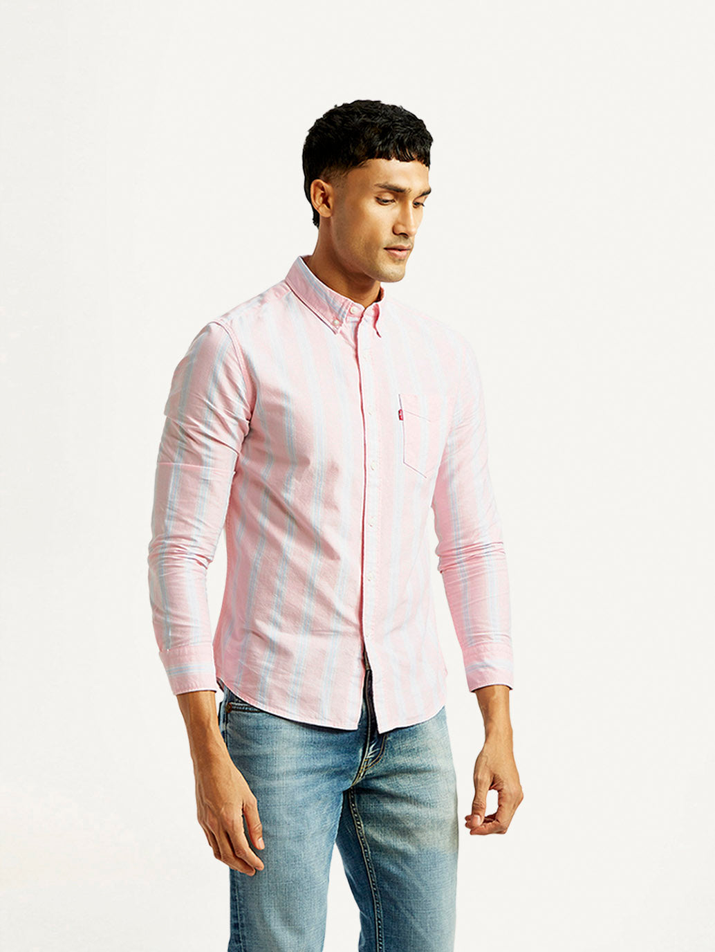 Men's Striped Slim Fit Oxford Shirt