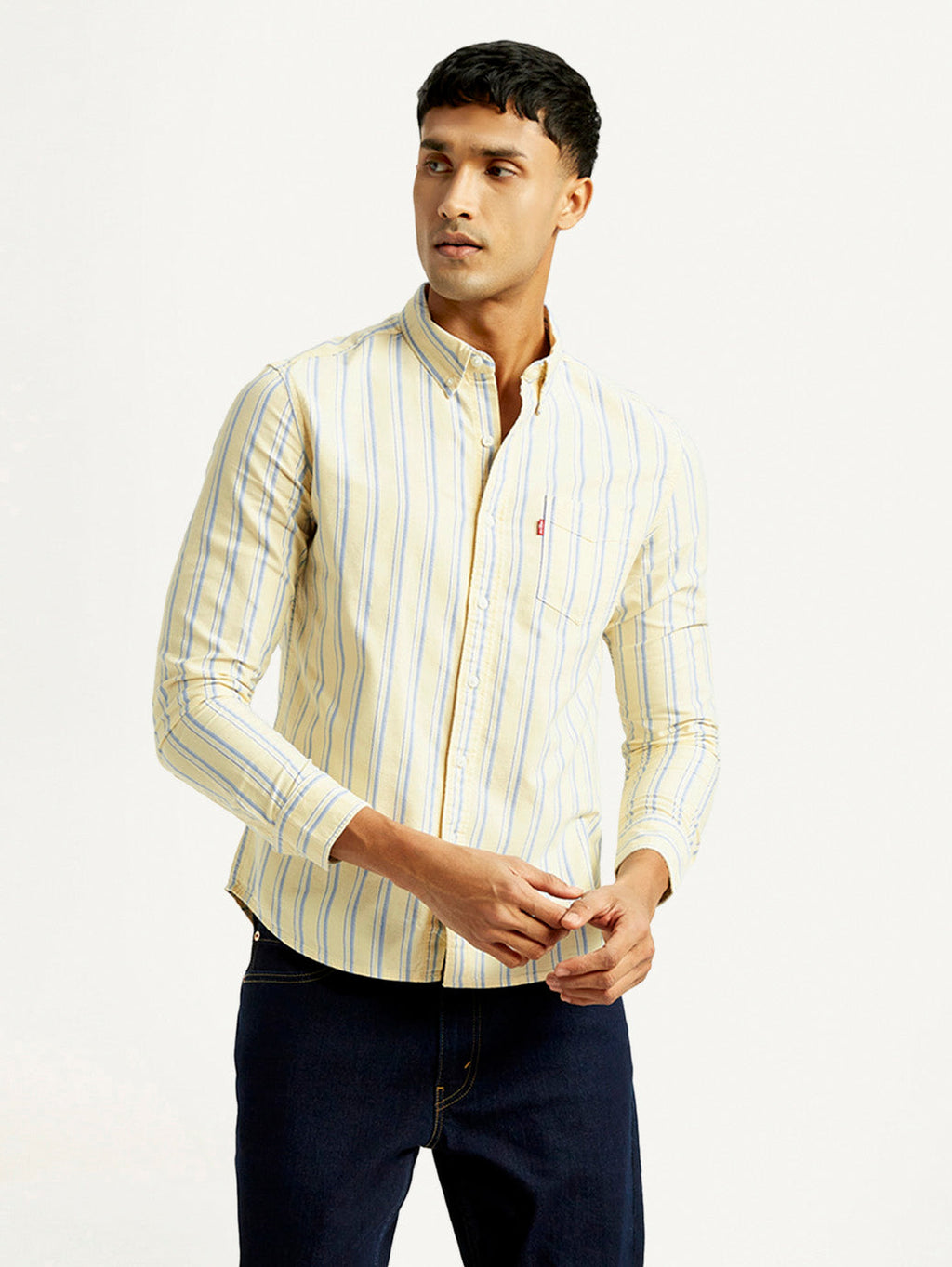 Men's Striped Slim Fit Oxford Shirt