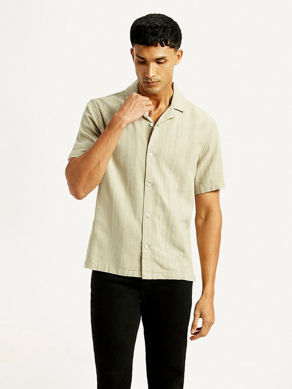 Men's Self Design Relaxed Fit Resort Collar Shirt