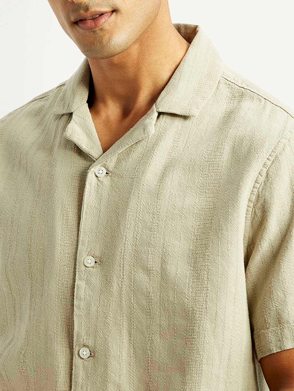 Men's Self Design Relaxed Fit Resort Collar Shirt
