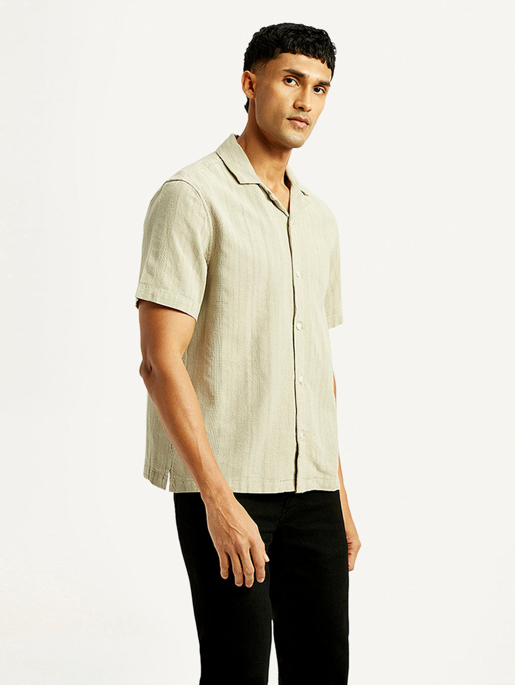 Men's Self Design Relaxed Fit Resort Collar Shirt