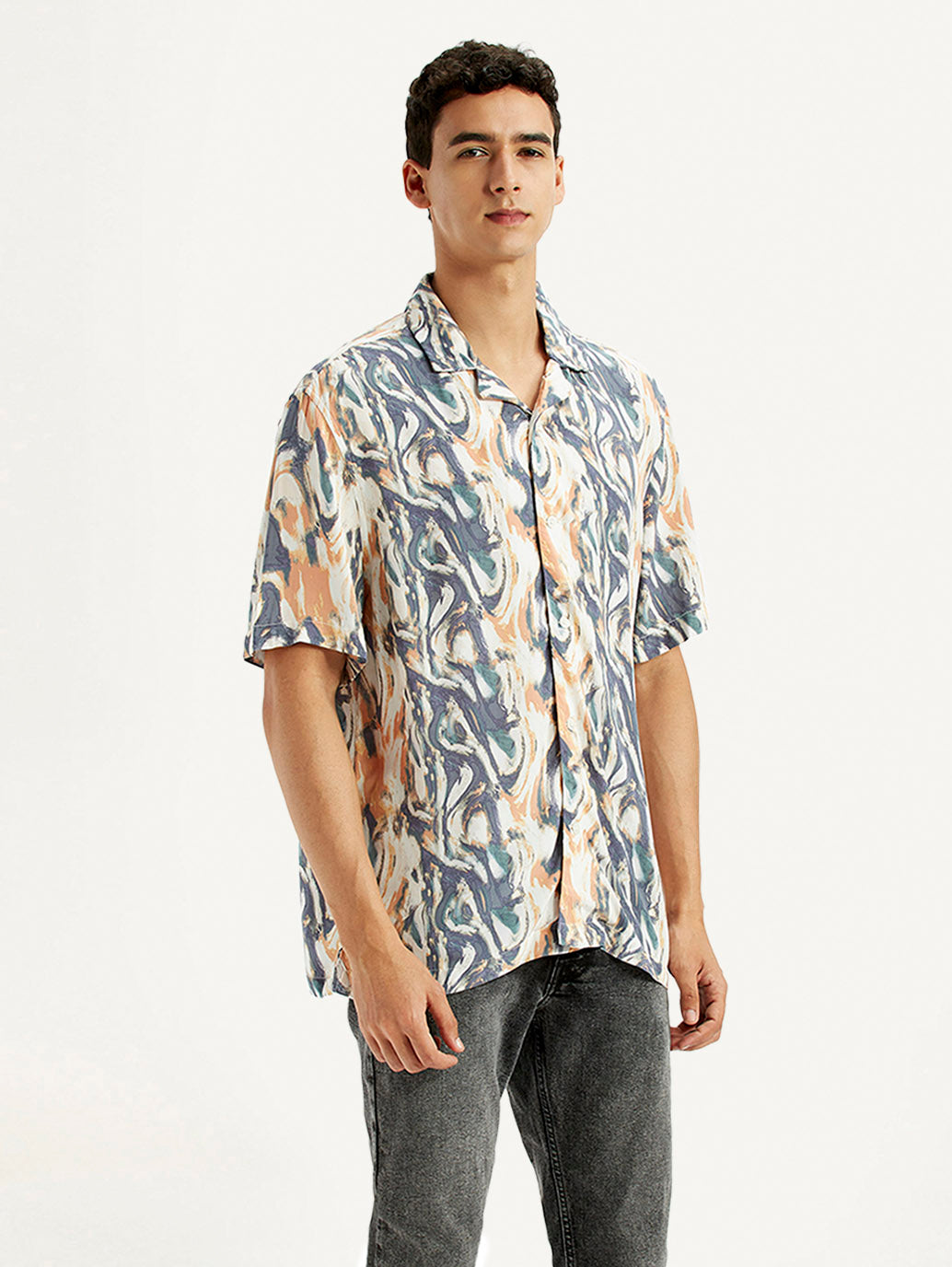 Men's All Over Print Multi Color Relaxed Fit Camp Shirt
