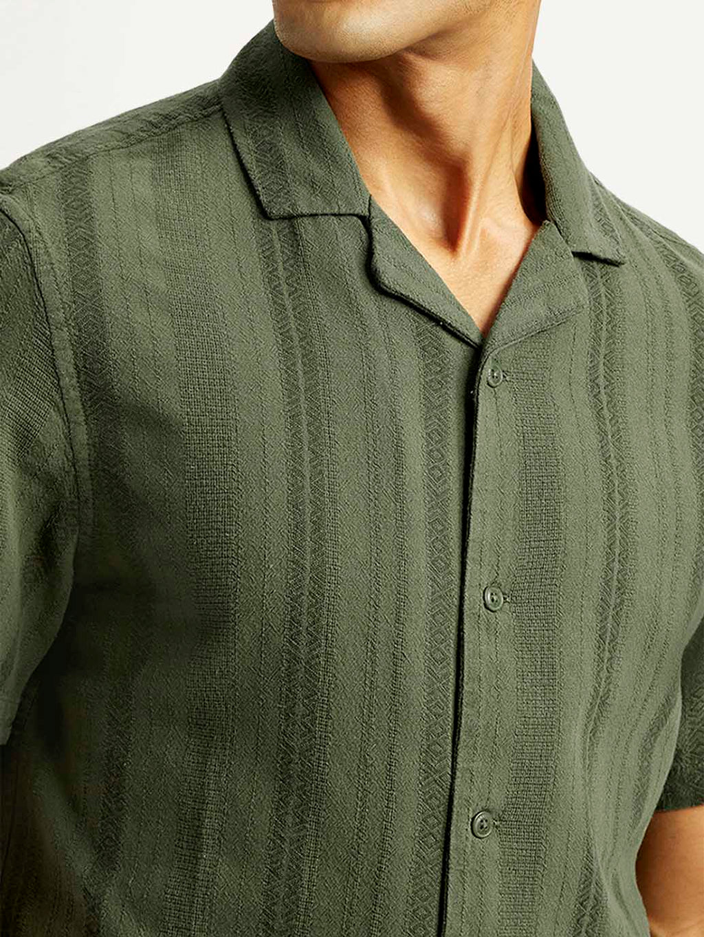 Men's Self Design Relaxed Fit Resort Collar Shirt
