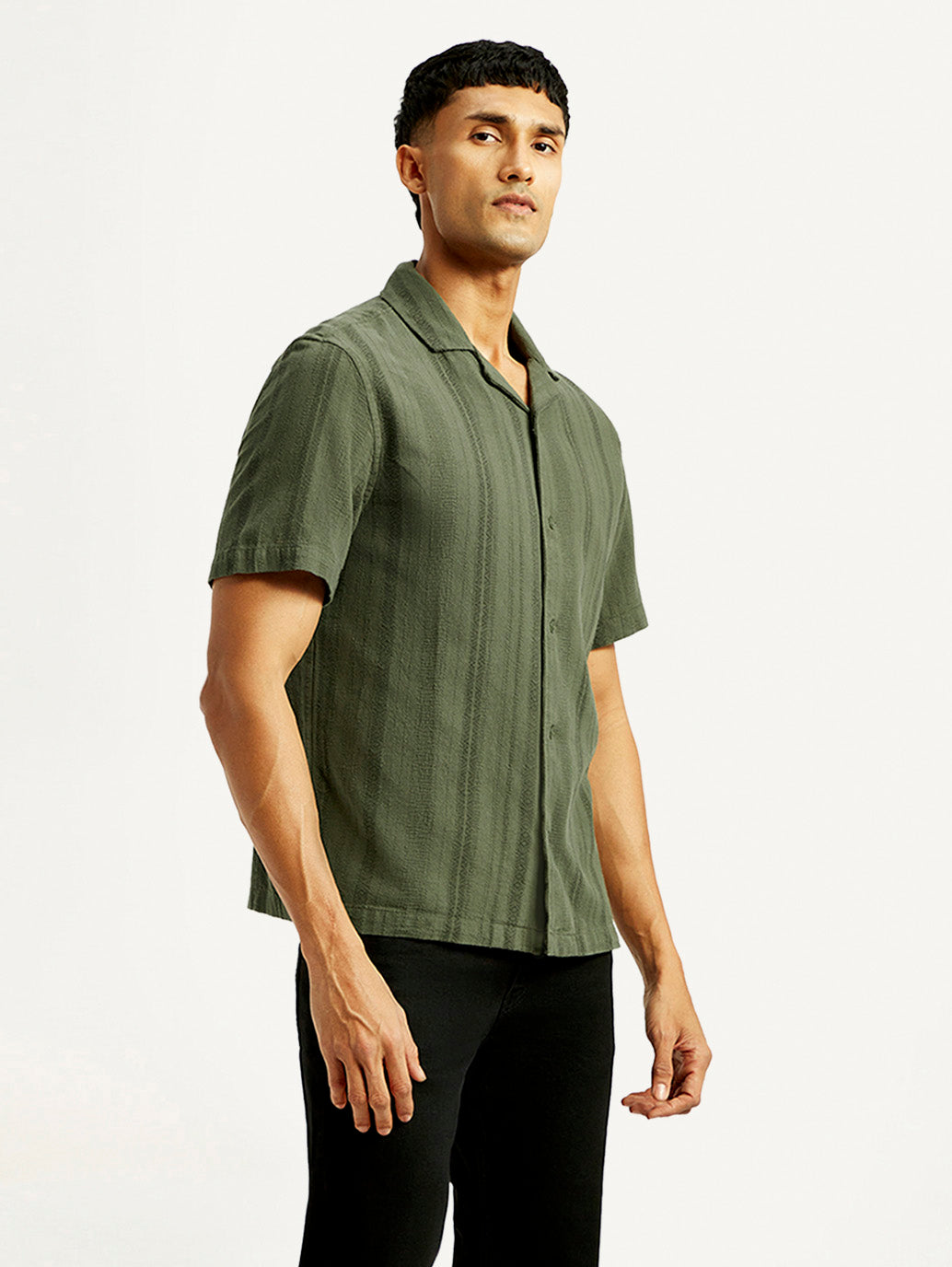 Men's Self Design Relaxed Fit Resort Collar Shirt