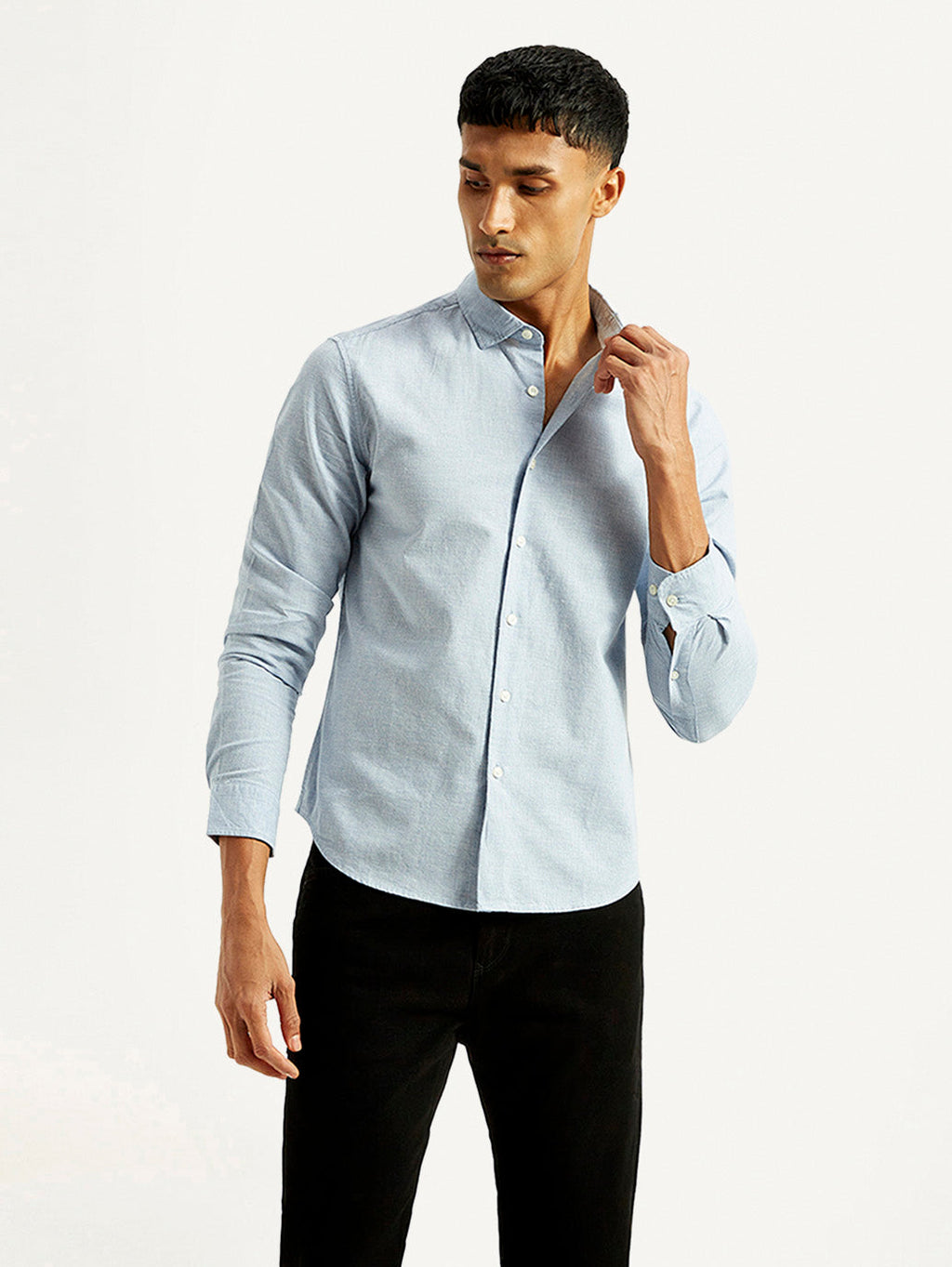 Men's Redloop Checkered Light Blue Slim Fit Shirt