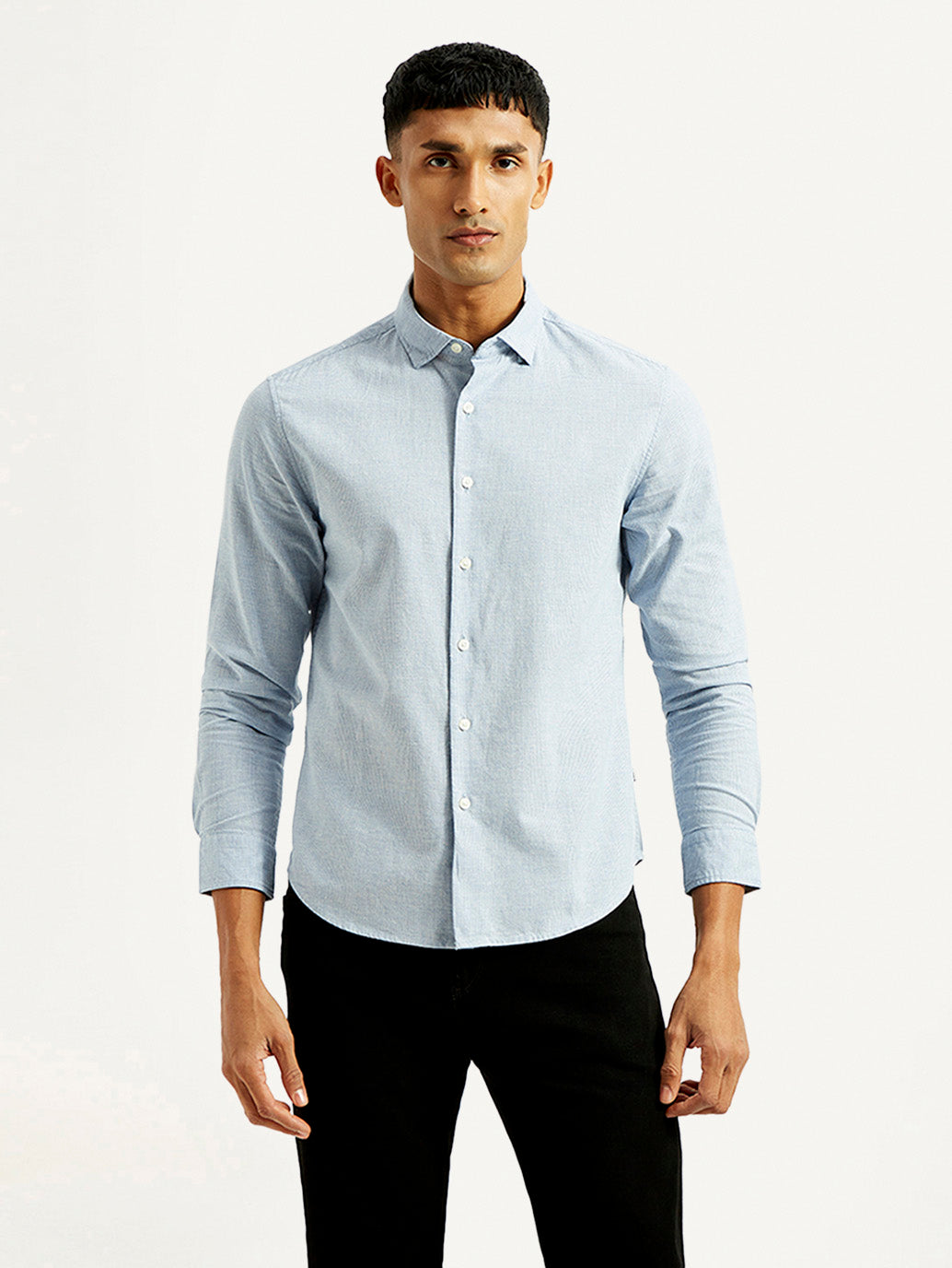Men's Redloop Checkered Light Blue Slim Fit Shirt