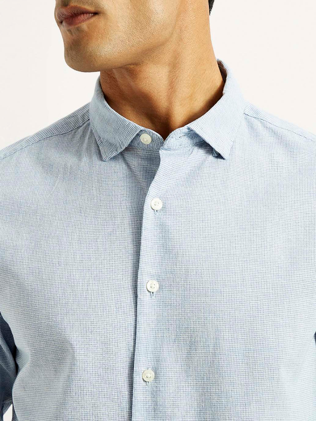 Men's Redloop Checkered Light Blue Slim Fit Shirt