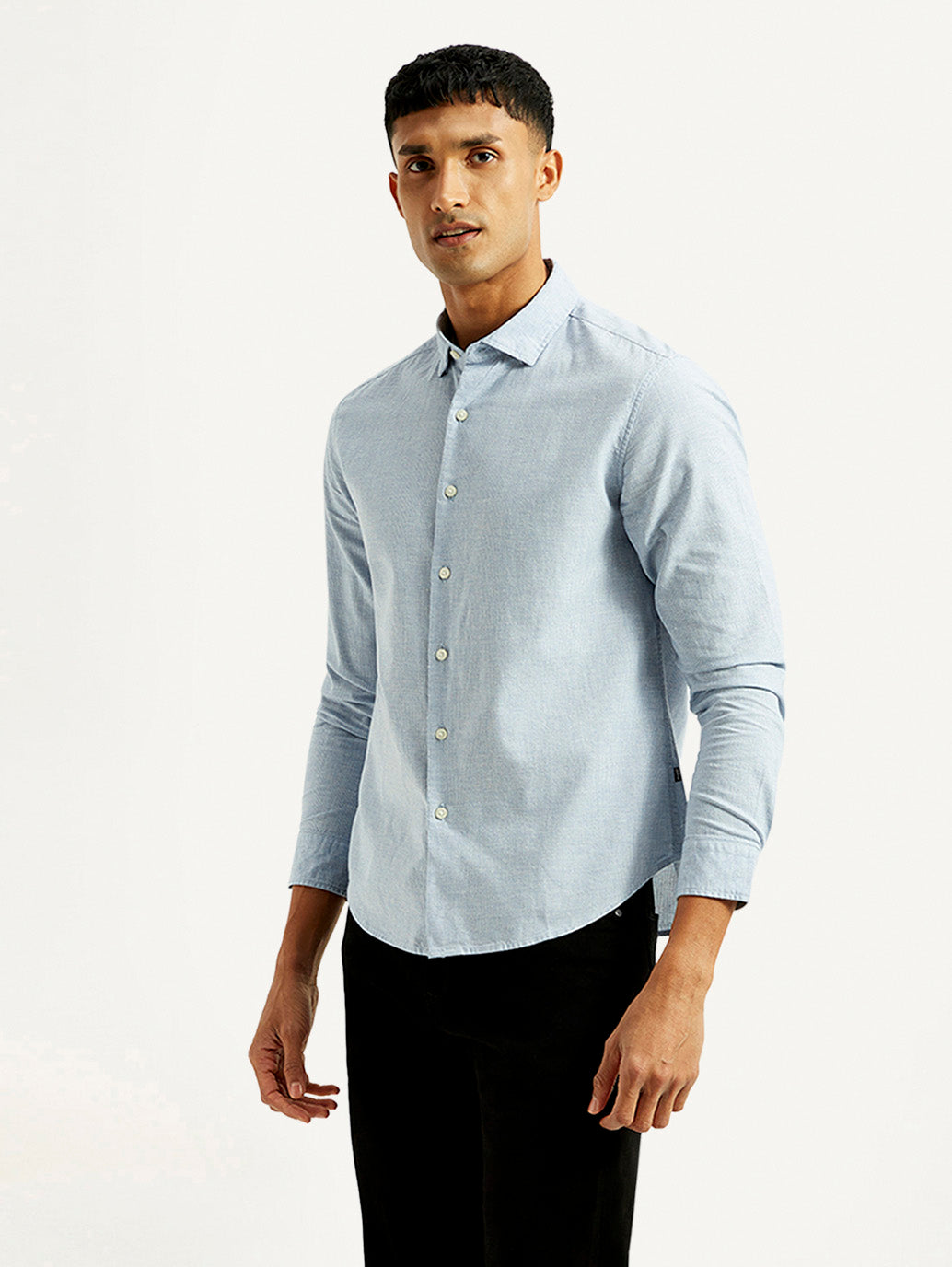 Men's Redloop Checkered Light Blue Slim Fit Shirt