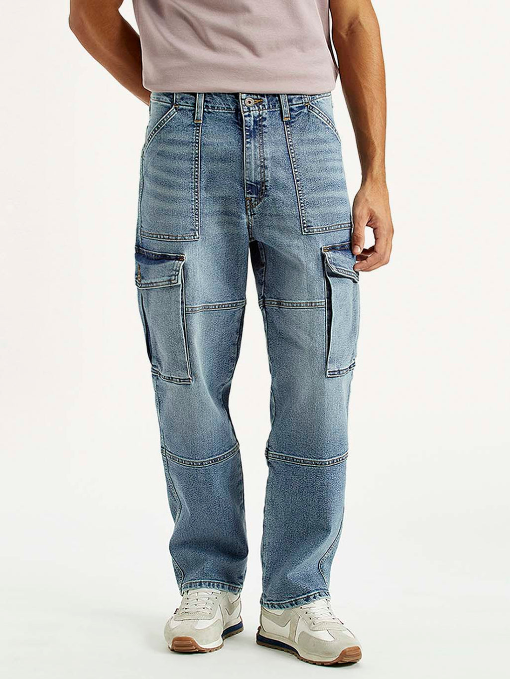 Men's 568 Mid Indigo Loose Fit Mid Rise Cargo Jeans