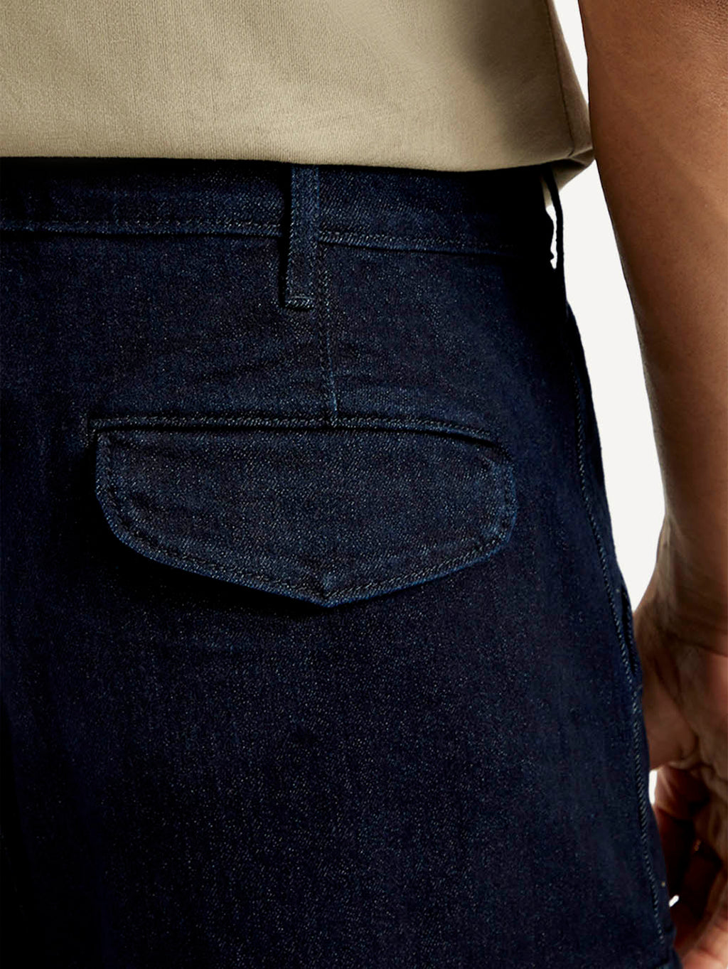 Men's Dark Indigo Tapered Fit Denim Cargo Trousers