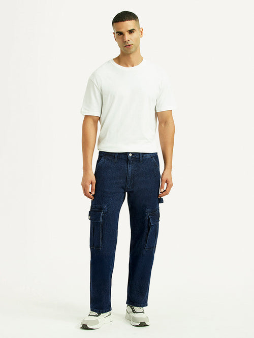 Men's 555 Dark Blue Loose Fit Mid Rise Jeans