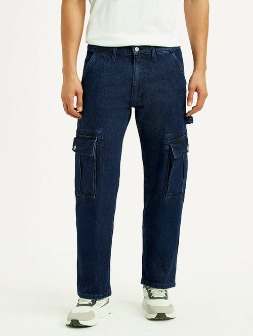 Men's 555 Dark Blue Loose Fit Mid Rise Jeans