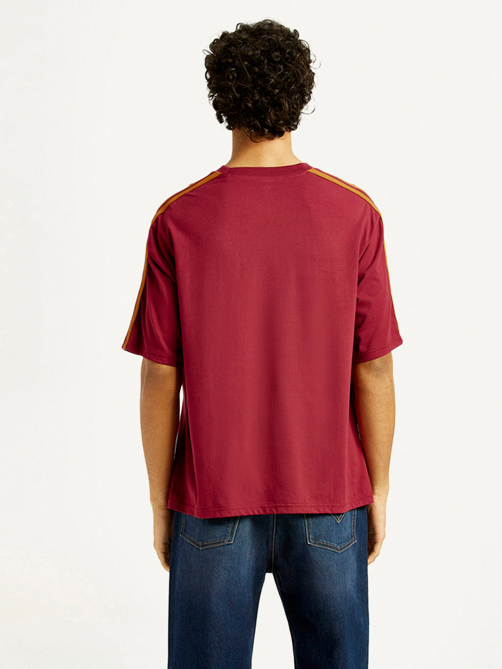 Men's Typographic Print Maroon Loose Fit T-shirt