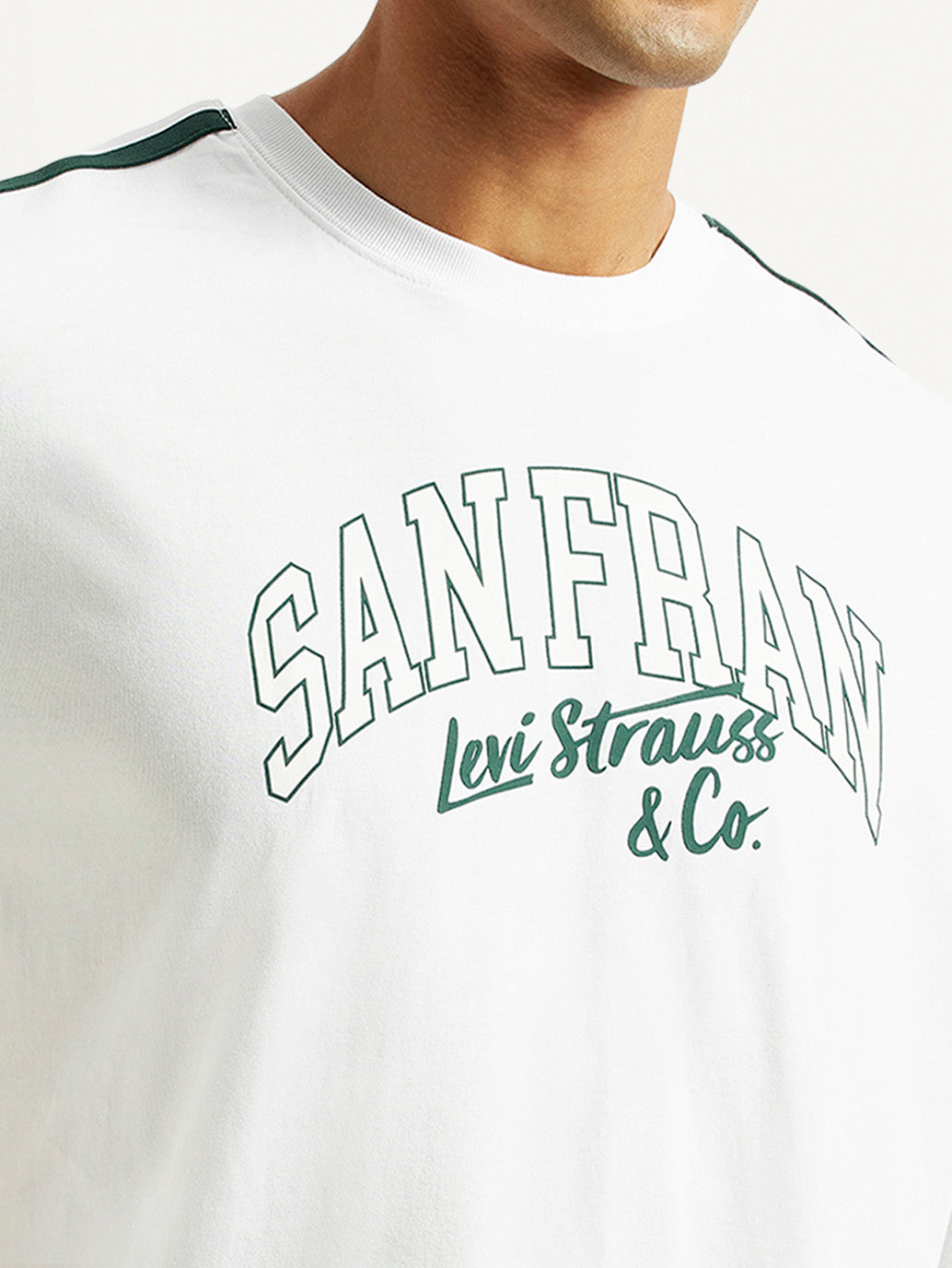 Men's Typographic Print White Loose Fit T-shirt