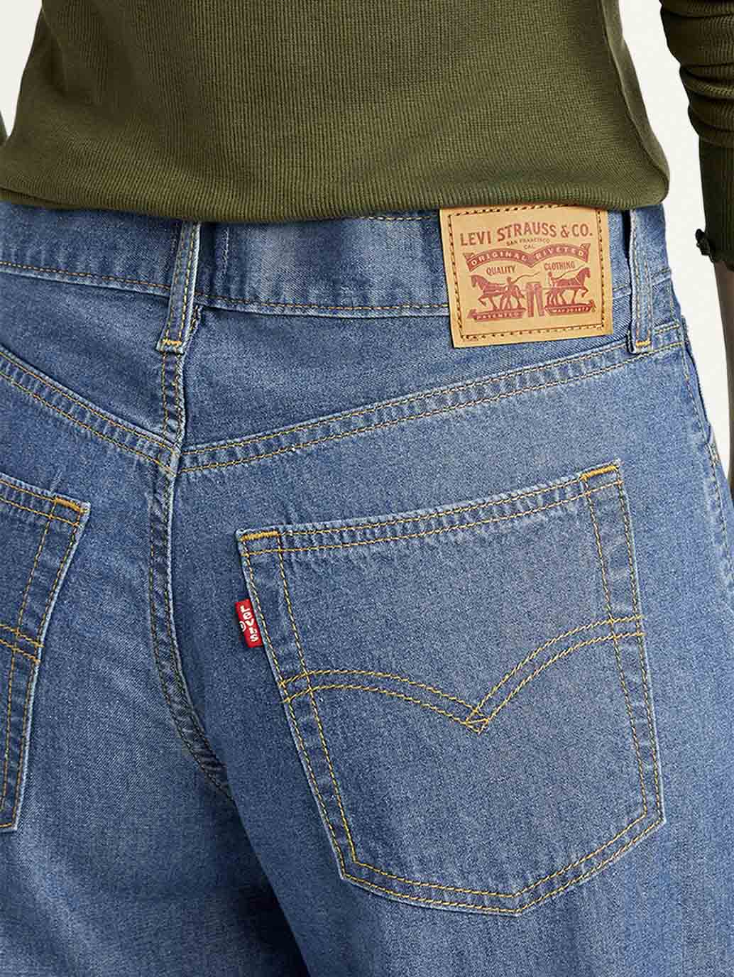 Women's Mid Indigo Baggy Fit High Rise Jeans