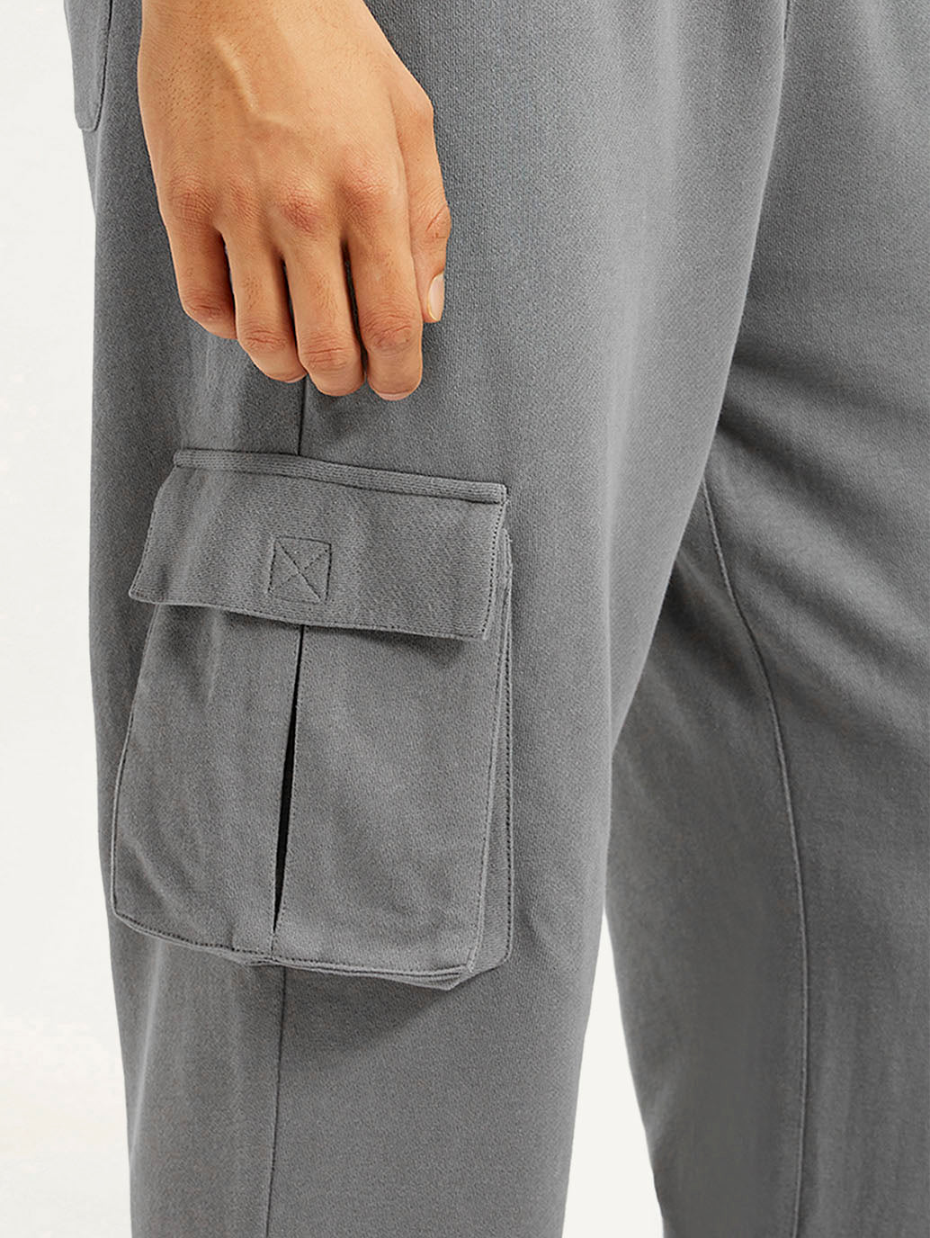 Men's Grey Relaxed Fit Cargo Trousers